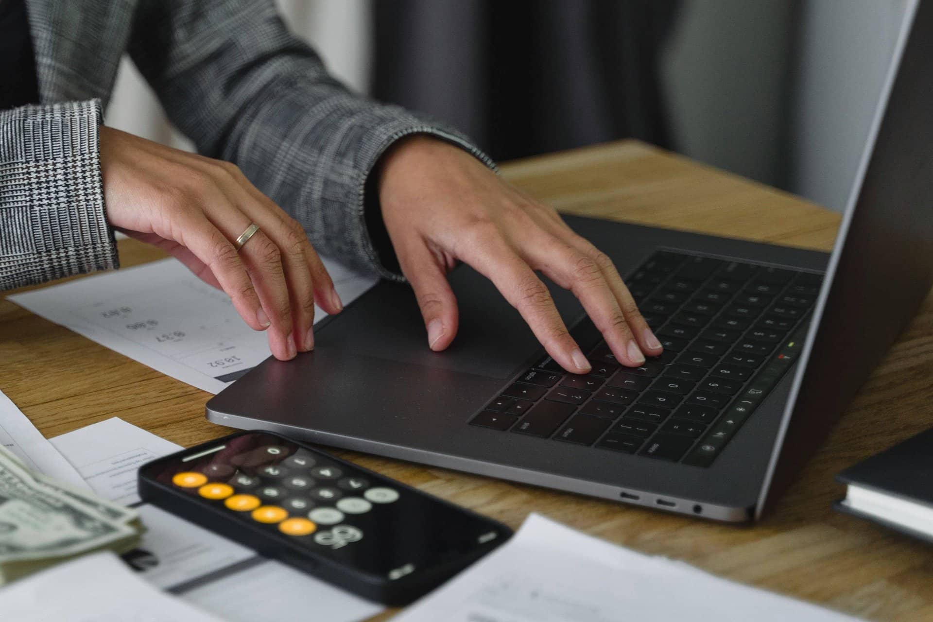 accountant working on laptop